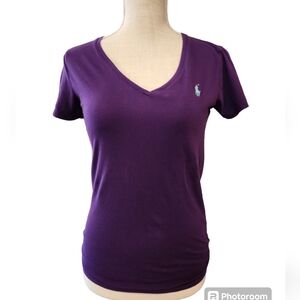 Ralph Lauren Purple Polo V-Neck T-Shirt Medium